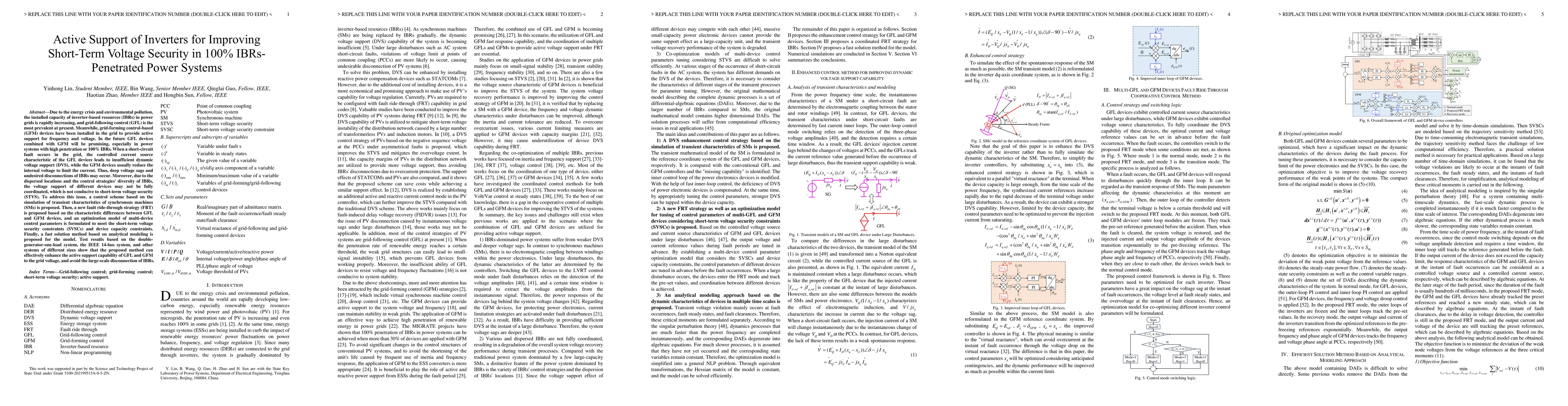 Thumbnail for Active Support of Inverters for Improving Short-Term Voltage Security in
  100% IBRsPenetrated Power Systems