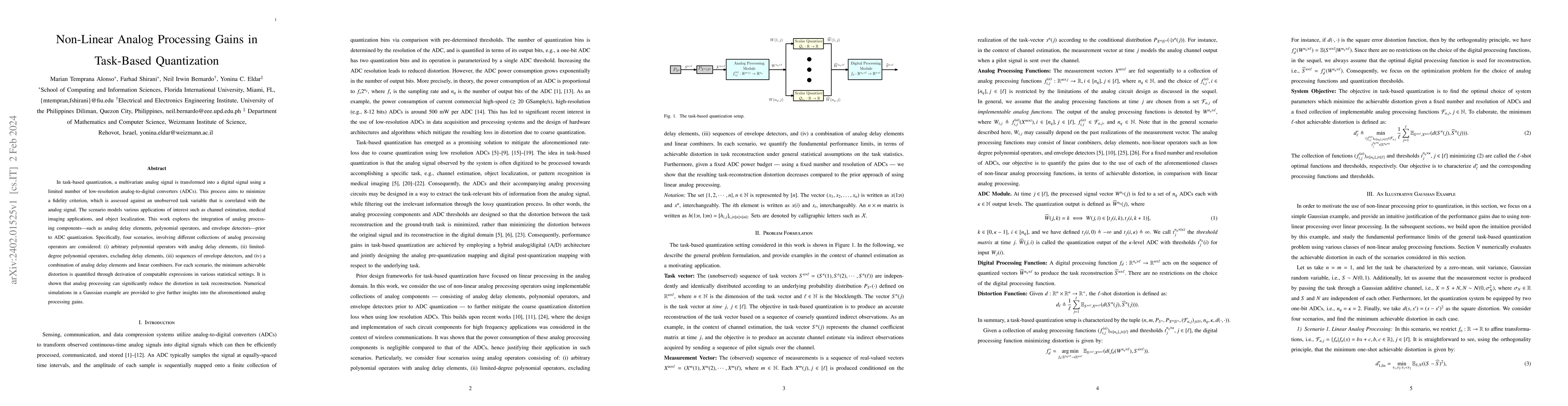 Thumbnail for Non-Linear Analog Processing Gains in Task-Based Quantization