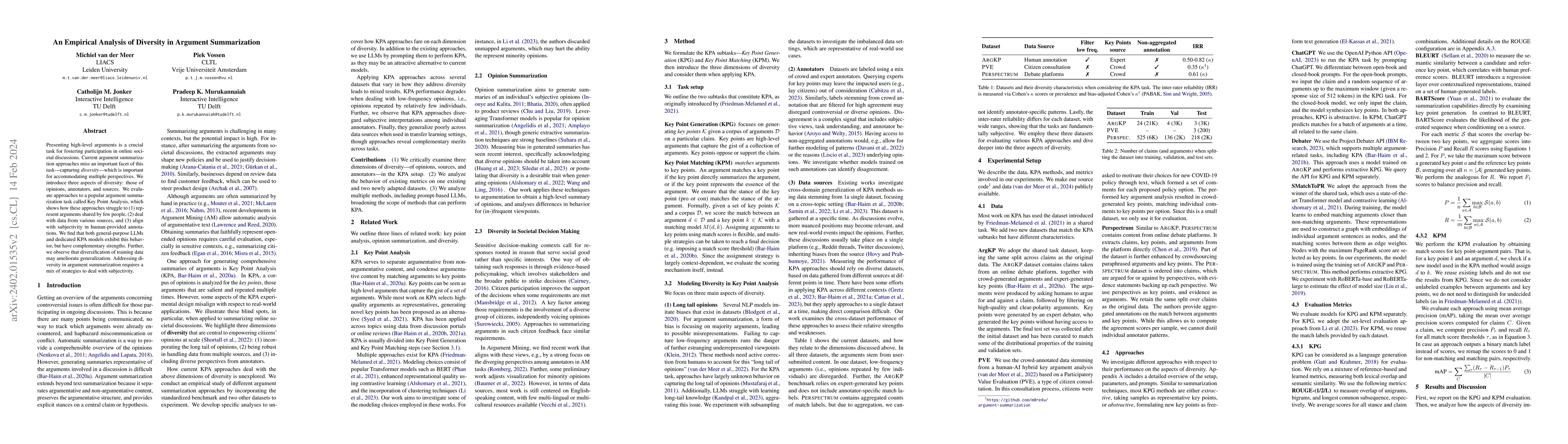 Thumbnail for An Empirical Analysis of Diversity in Argument Summarization
