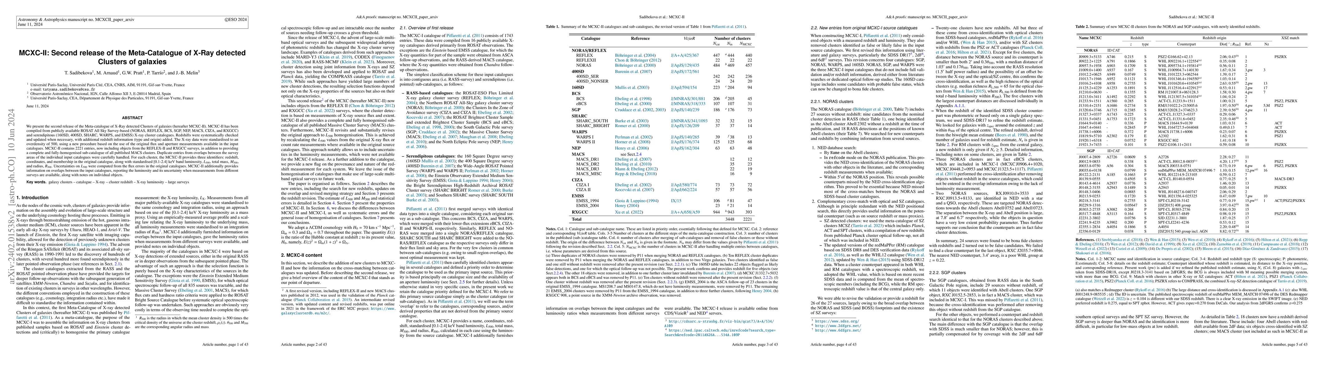 Thumbnail for MCXC-II: Second release of the Meta-Catalogue of X-Ray detected Clusters
  of galaxies