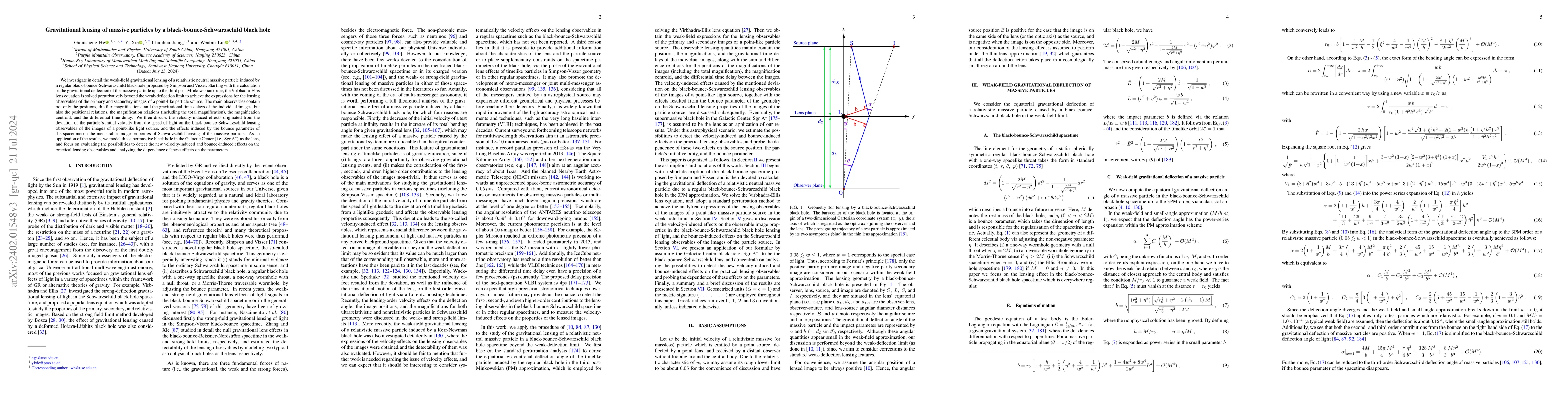 Thumbnail for Gravitational lensing of massive particles by a
  black-bounce-Schwarzschild black hole