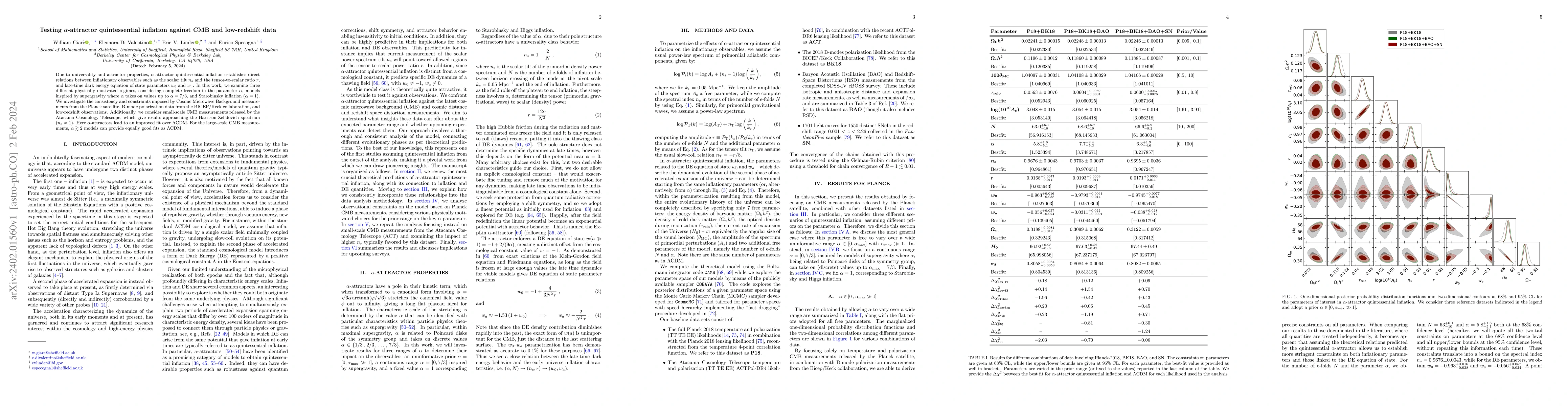 Thumbnail for Testing $\alpha$-attractor quintessential inflation against CMB and
  low-redshift data