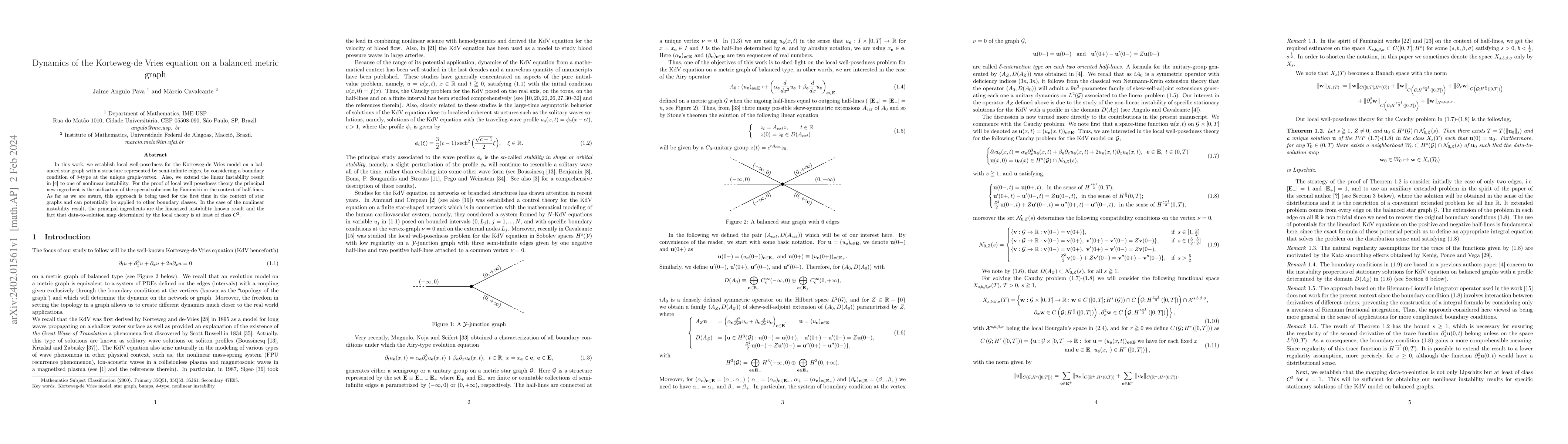 Thumbnail for Dynamics of the Korteweg-de Vries equation on a balanced metric graph