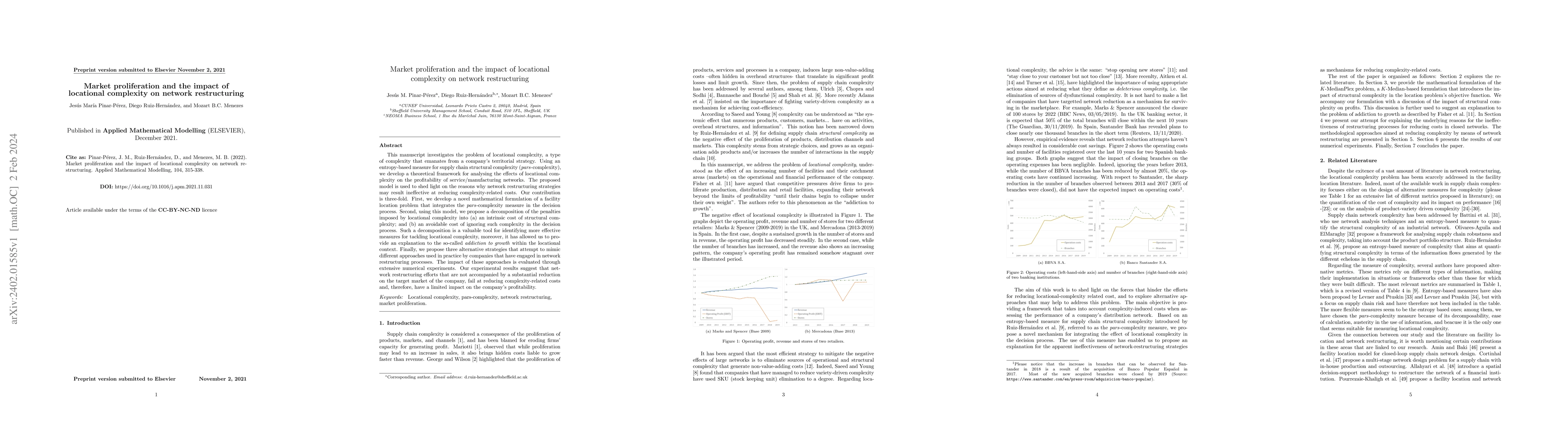 Thumbnail for Market proliferation and the impact of locational complexity on network
  restructuring