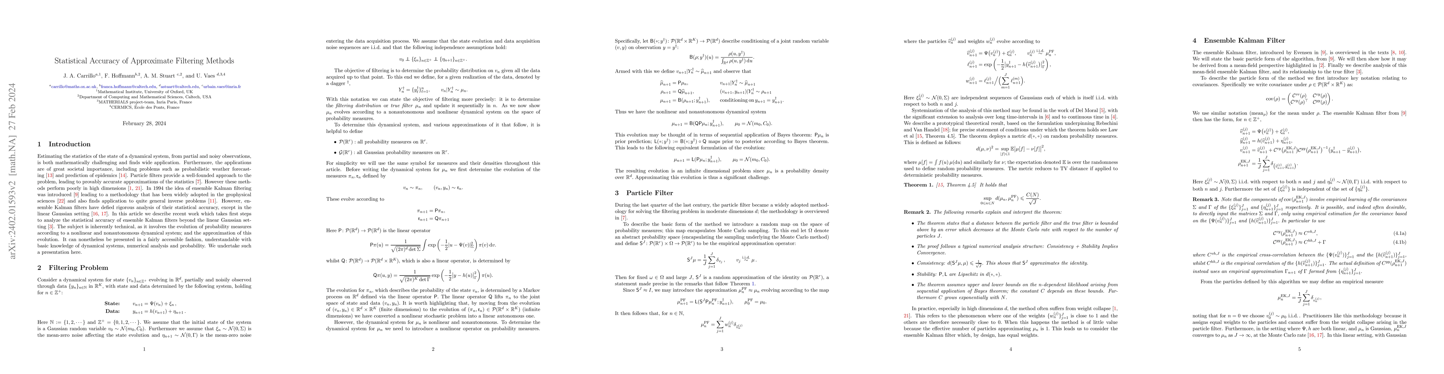 Thumbnail for Statistical Accuracy of Approximate Filtering Methods