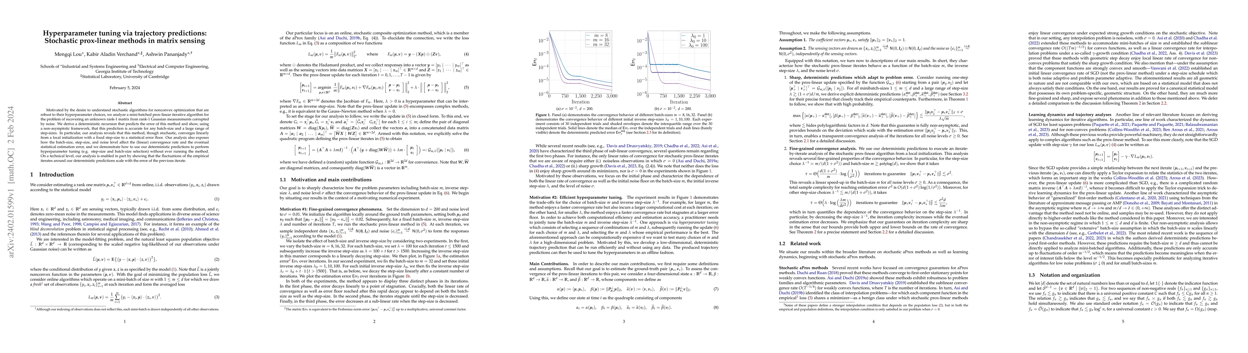 Thumbnail for Hyperparameter tuning via trajectory predictions: Stochastic prox-linear
  methods in matrix sensing
