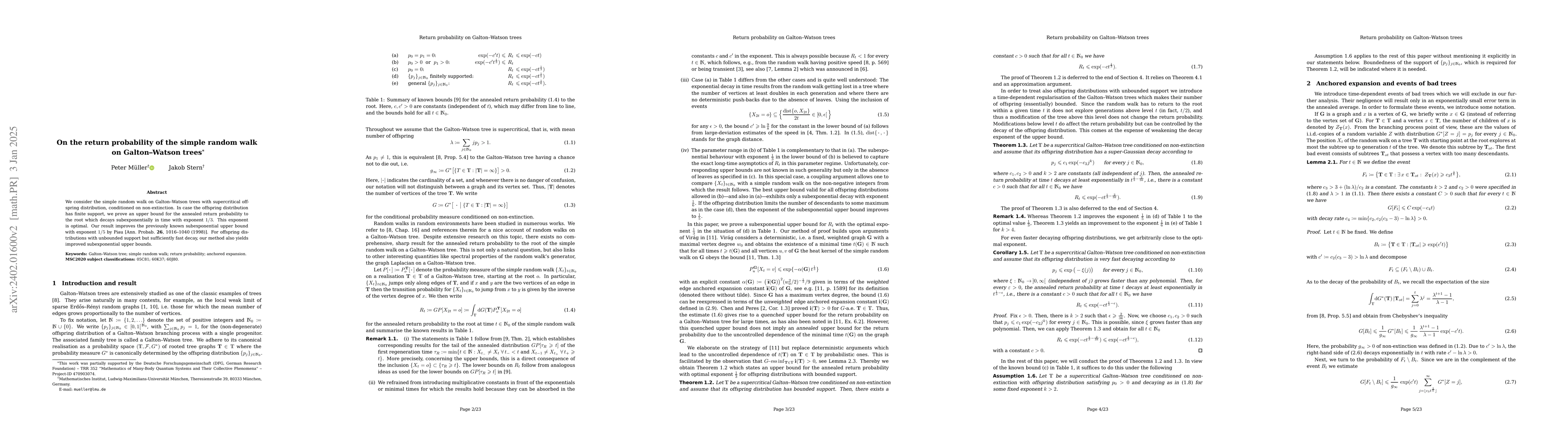Thumbnail for On the return probability of the simple random walk on Galton-Watson
  trees