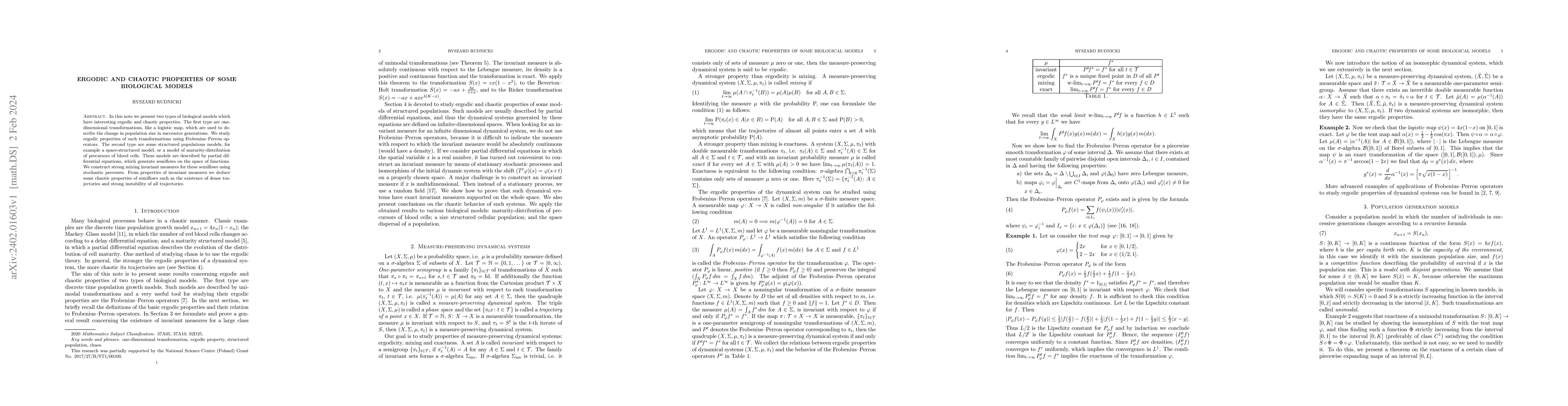 Thumbnail for Ergodic and chaotic properties of some biological models