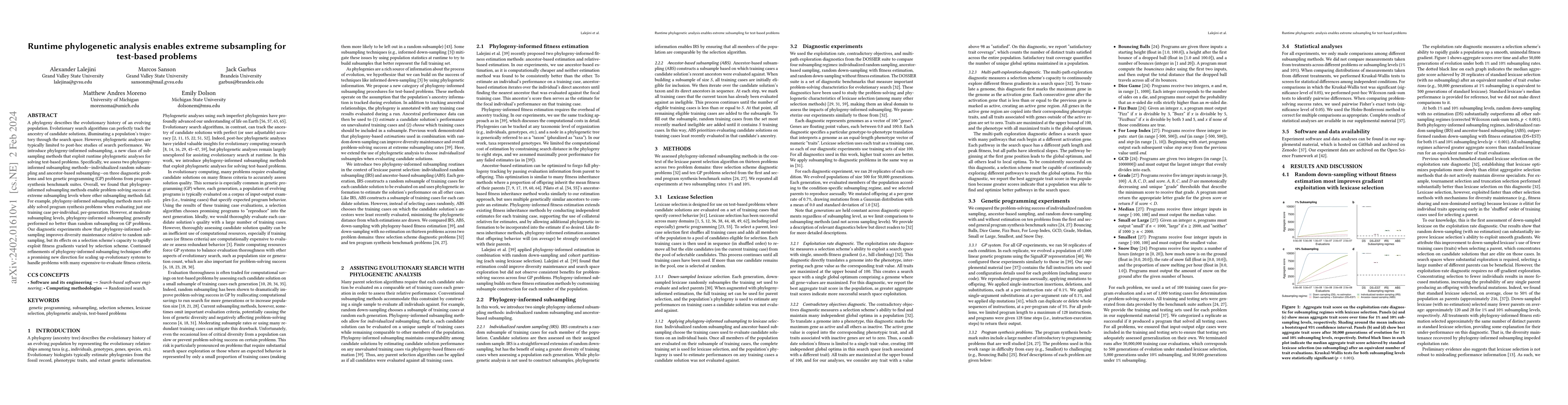 Thumbnail for Runtime phylogenetic analysis enables extreme subsampling for test-based
  problems