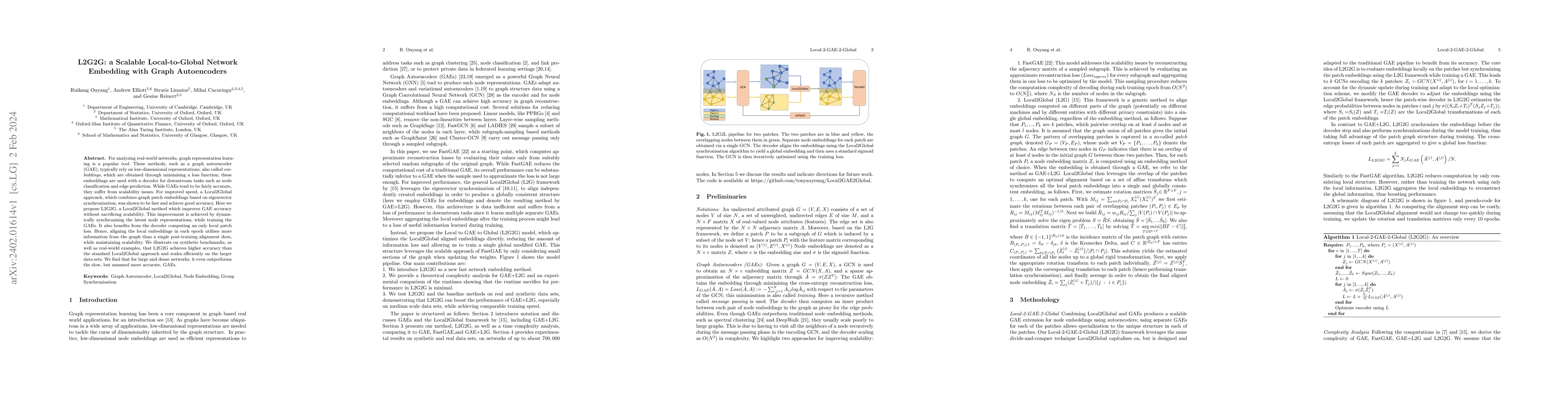 Thumbnail for L2G2G: a Scalable Local-to-Global Network Embedding with Graph
  Autoencoders