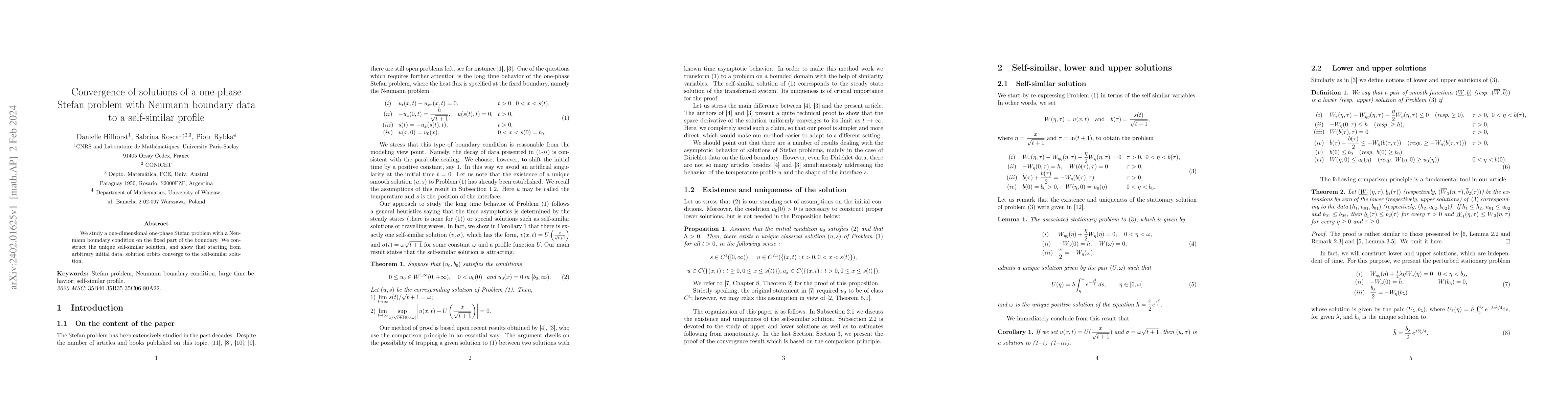 Thumbnail for Convergence of solutions of a one-phase Stefan problem with Neumann
  boundary data to a self-similar profile