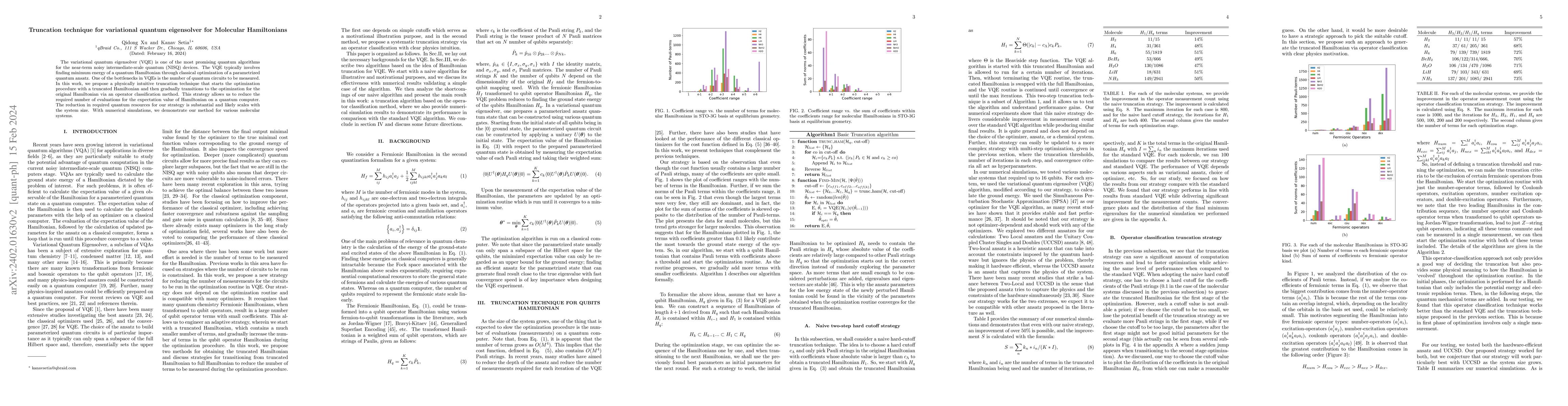 Thumbnail for Truncation technique for variational quantum eigensolver for Molecular
  Hamiltonians