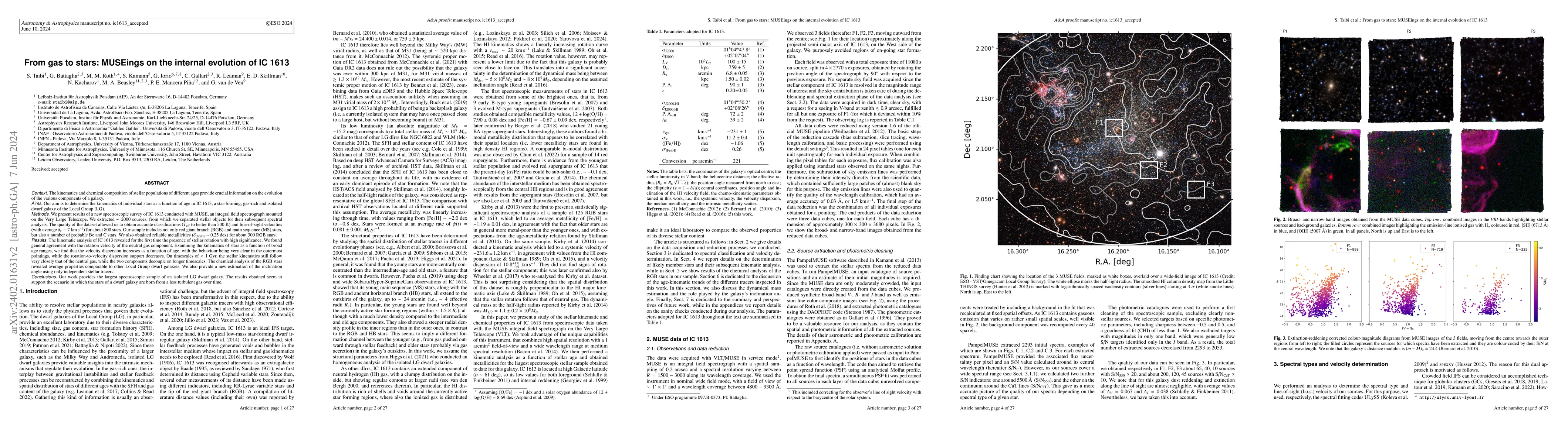 Thumbnail for From gas to stars: MUSEings on the internal evolution of IC 1613