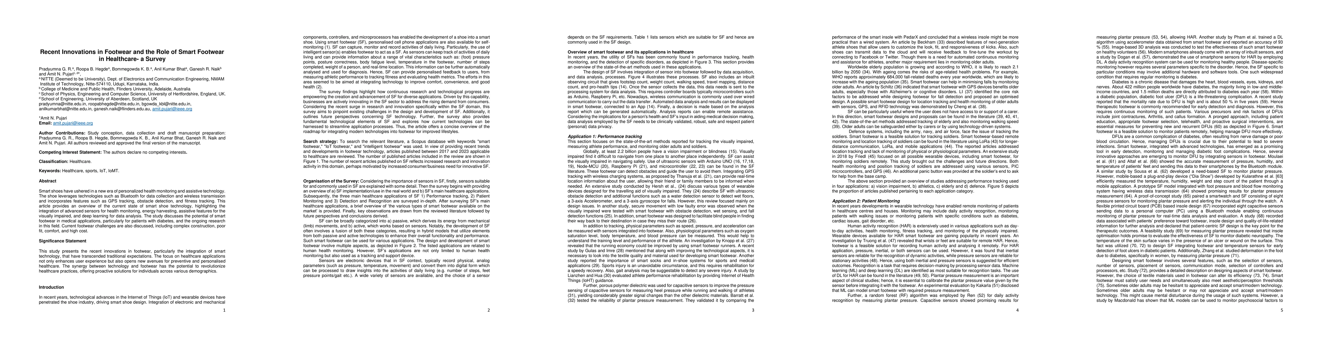 Thumbnail for Recent Innovations in Footwear Sensors: Role of Smart Footwear in
  Healthcare -- A Survey