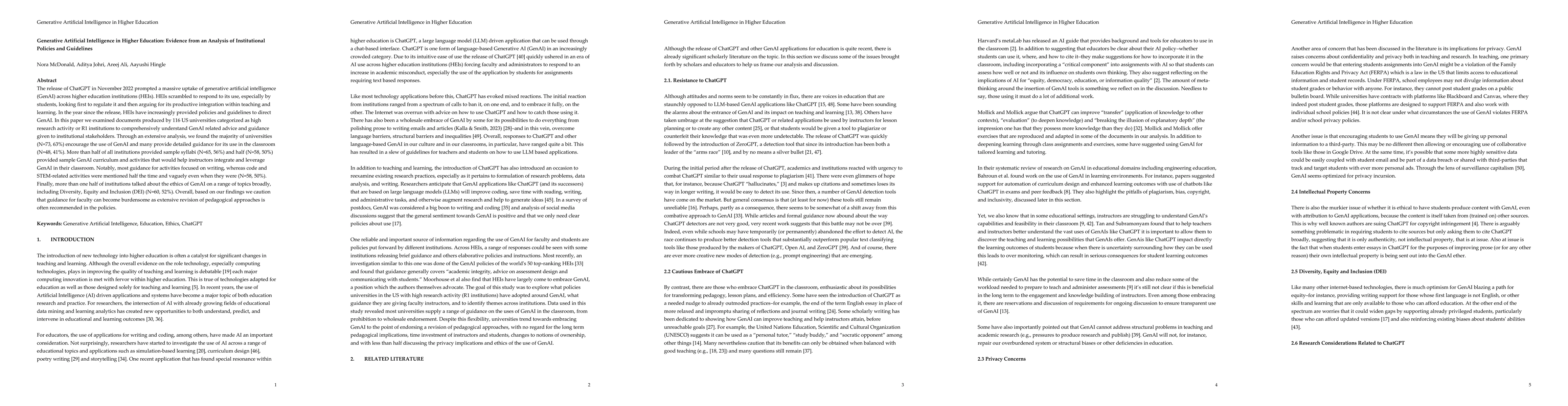 Thumbnail for Generative Artificial Intelligence in Higher Education: Evidence from an
  Analysis of Institutional Policies and Guidelines