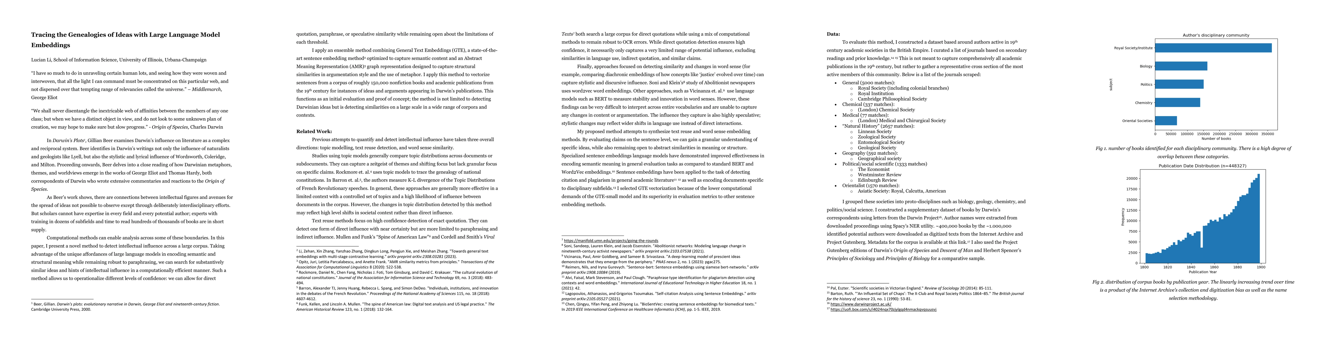 Thumbnail for Tracing the Genealogies of Ideas with Large Language Model Embeddings
