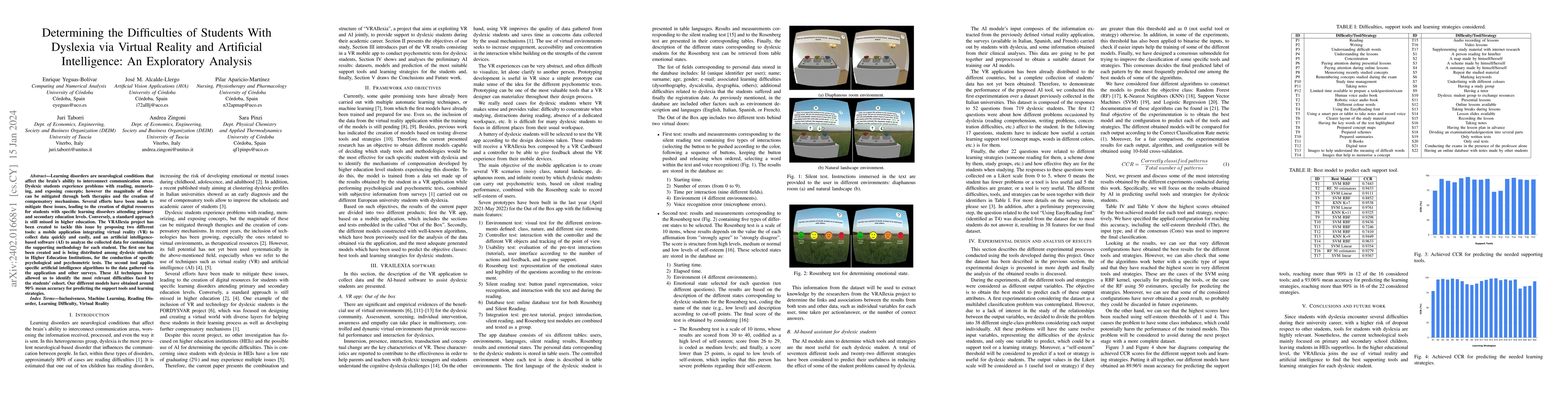 Thumbnail for Determining the Difficulties of Students With Dyslexia via Virtual
  Reality and Artificial Intelligence: An Exploratory Analysis