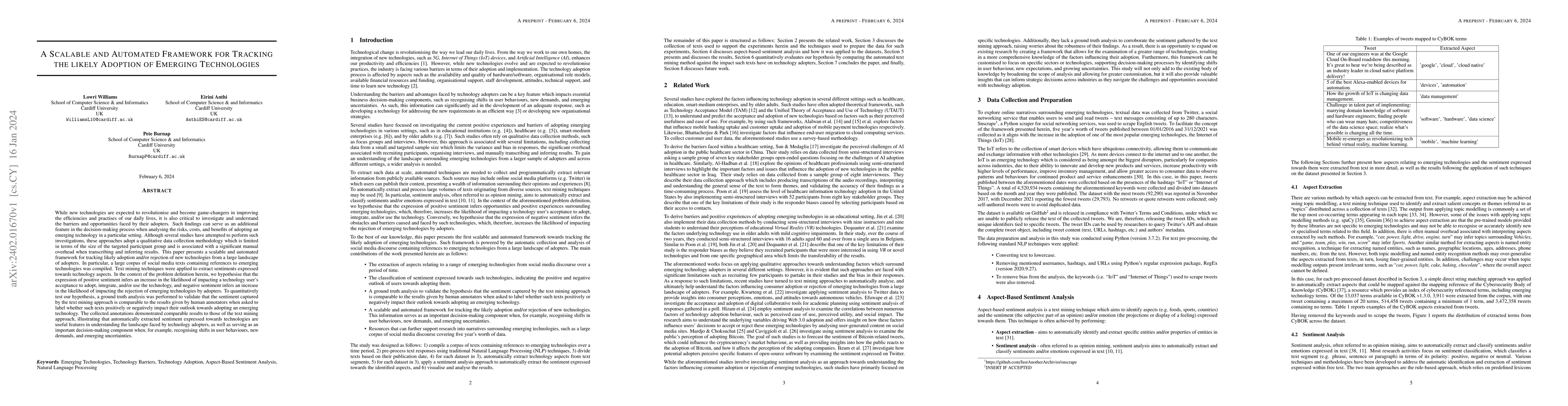 Thumbnail for A Scalable and Automated Framework for Tracking the likely Adoption of
  Emerging Technologies