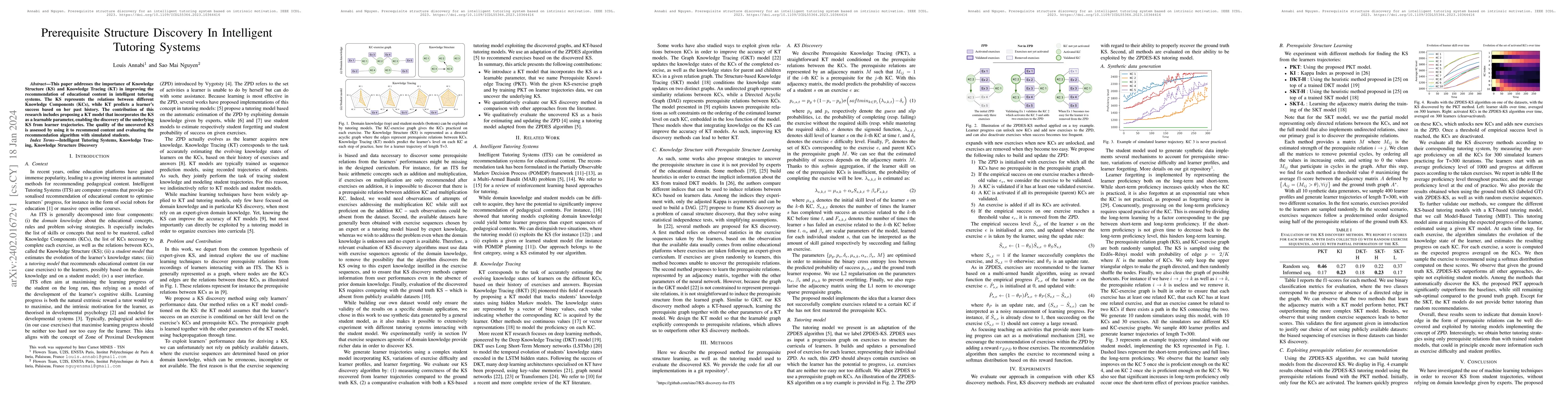 Thumbnail for Prerequisite Structure Discovery in Intelligent Tutoring Systems