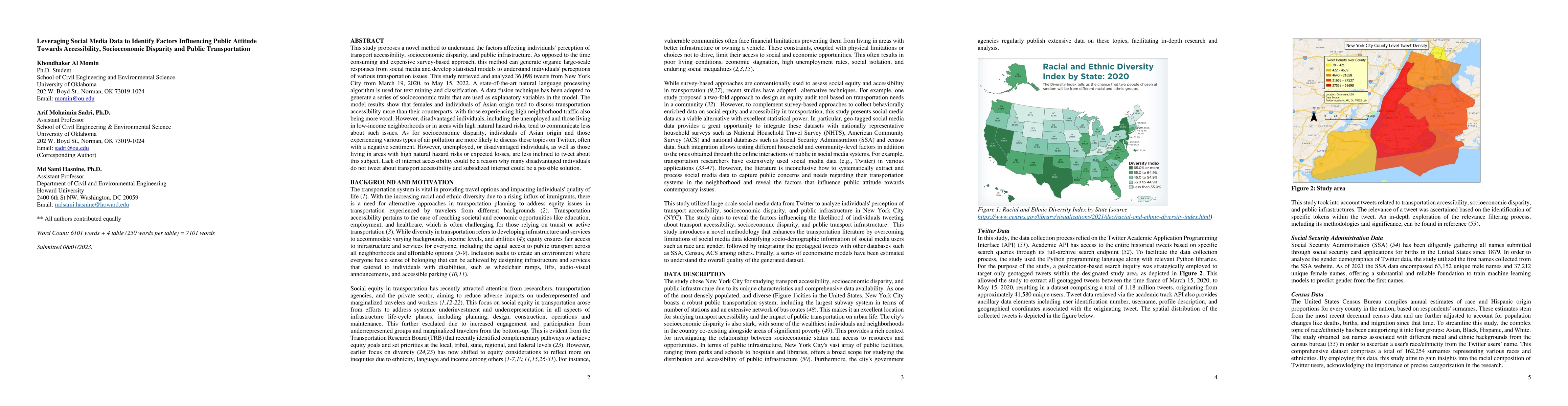 Thumbnail for Leveraging Social Media Data to Identify Factors Influencing Public
  Attitude Towards Accessibility, Socioeconomic Disparity and Public
  Transportation