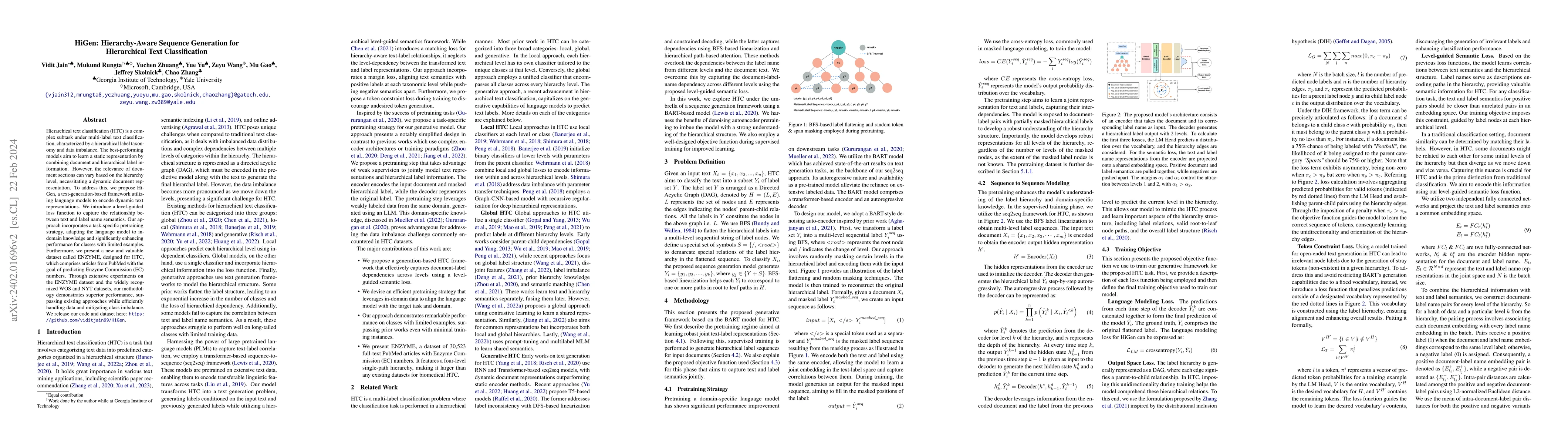 Thumbnail for HiGen: Hierarchy-Aware Sequence Generation for Hierarchical Text
  Classification