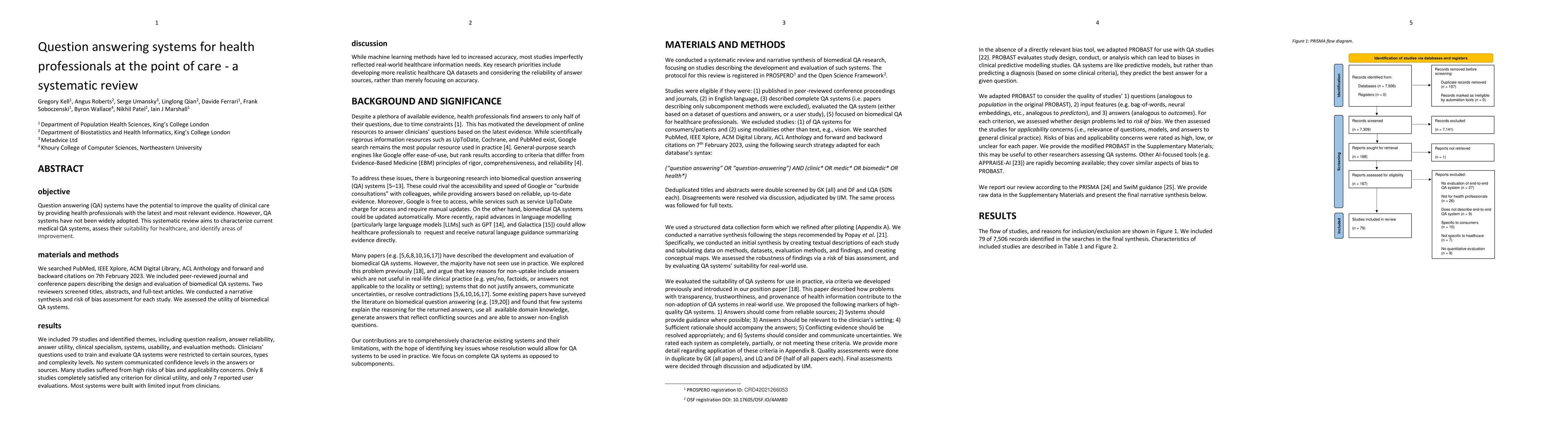 Thumbnail for Question answering systems for health professionals at the point of care
  -- a systematic review