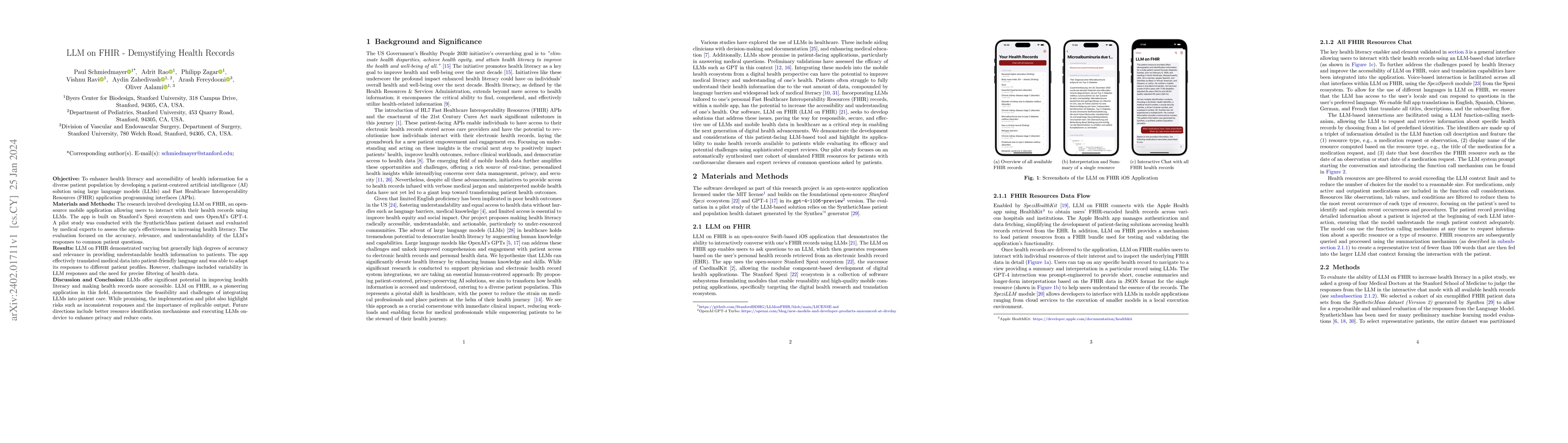 Thumbnail for LLM on FHIR -- Demystifying Health Records