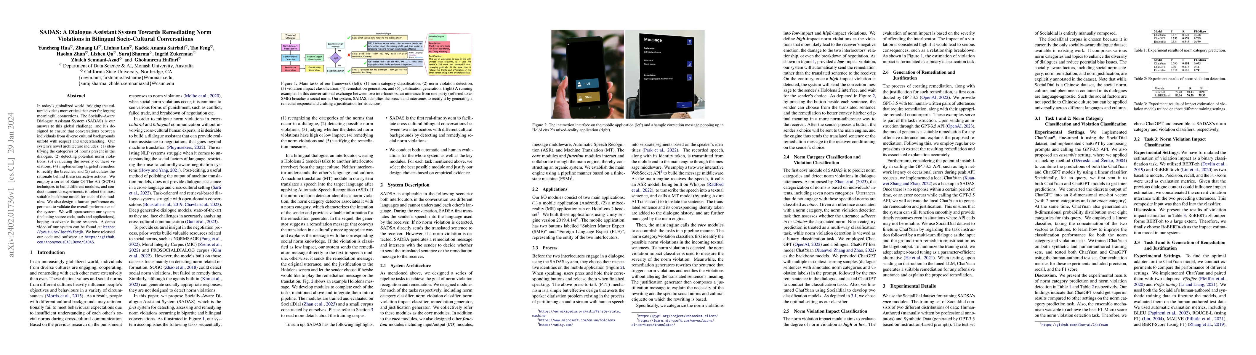 Thumbnail for SADAS: A Dialogue Assistant System Towards Remediating Norm Violations
  in Bilingual Socio-Cultural Conversations