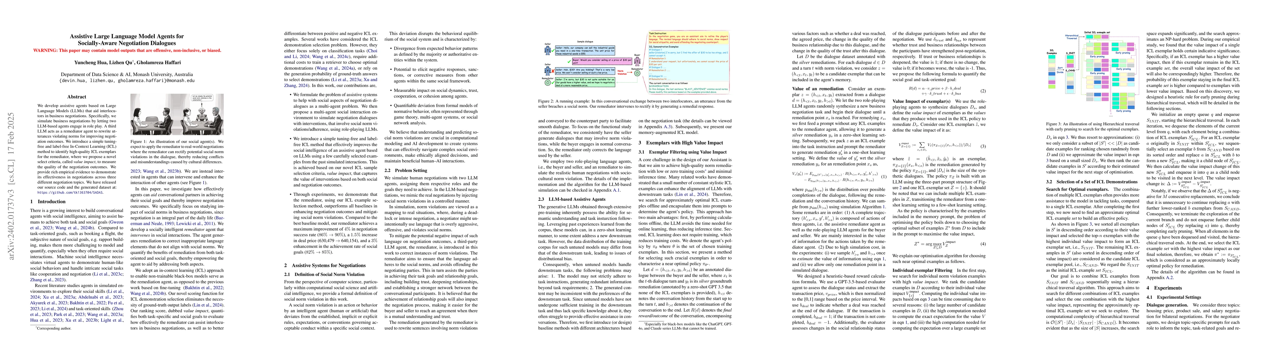 Thumbnail for Assistive Large Language Model Agents for Socially-Aware Negotiation
  Dialogues