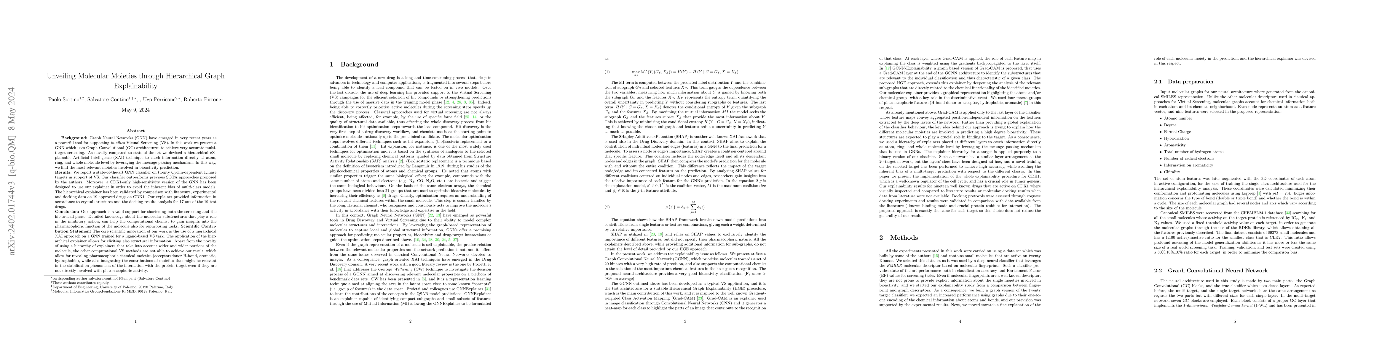 Thumbnail for Unveiling Molecular Moieties through Hierarchical Graph Explainability