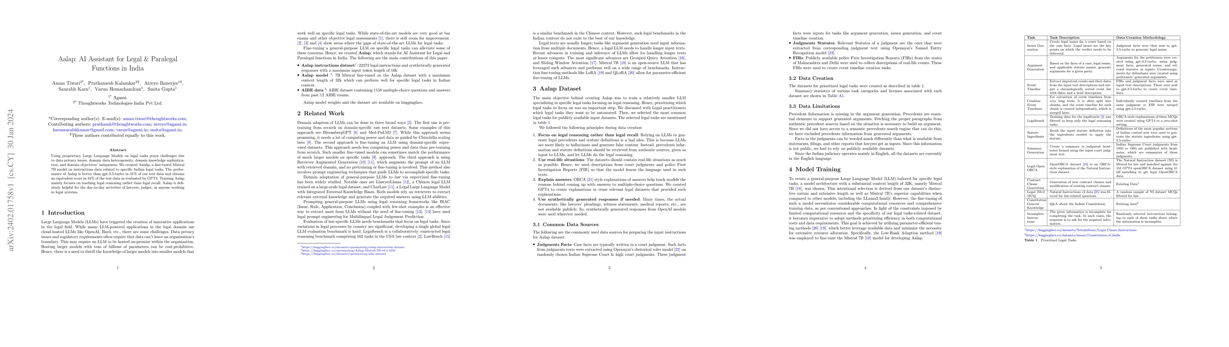 Thumbnail for Aalap: AI Assistant for Legal & Paralegal Functions in India