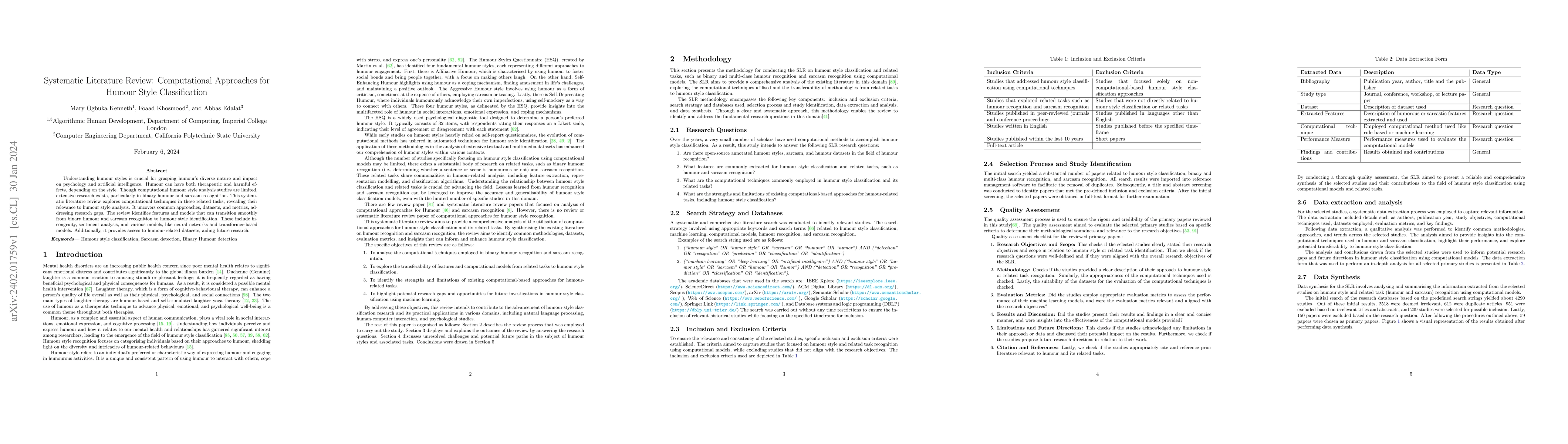 Thumbnail for Systematic Literature Review: Computational Approaches for Humour Style
  Classification