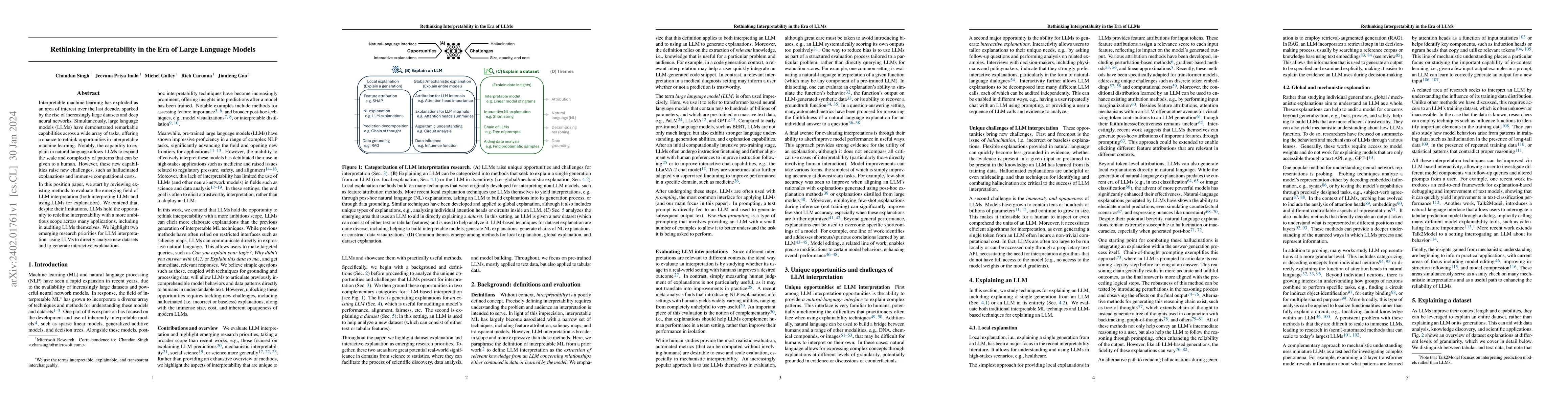 Thumbnail for Rethinking Interpretability in the Era of Large Language Models