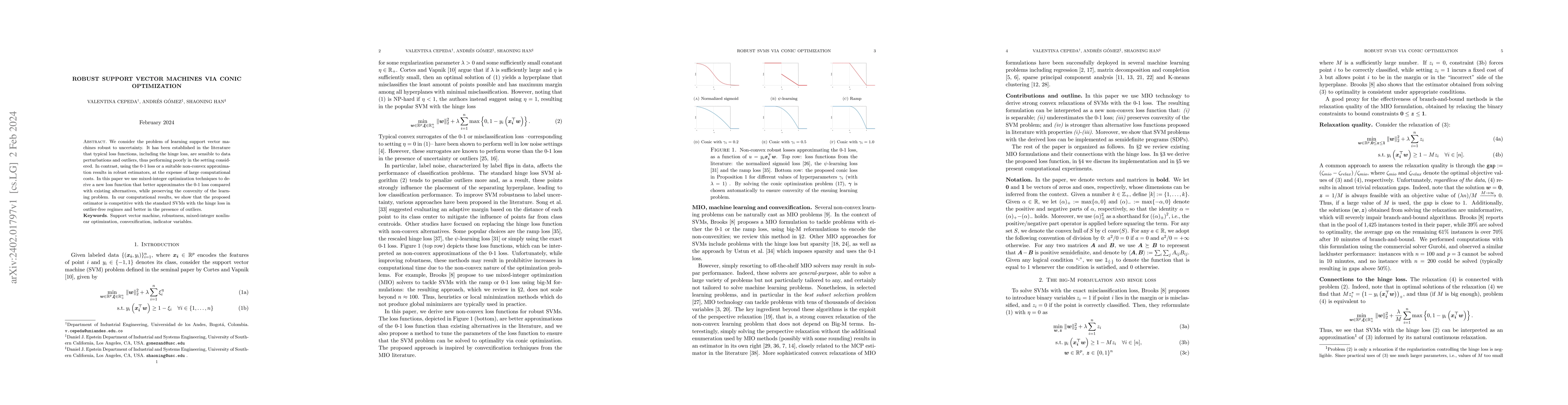Thumbnail for Robust support vector machines via conic optimization