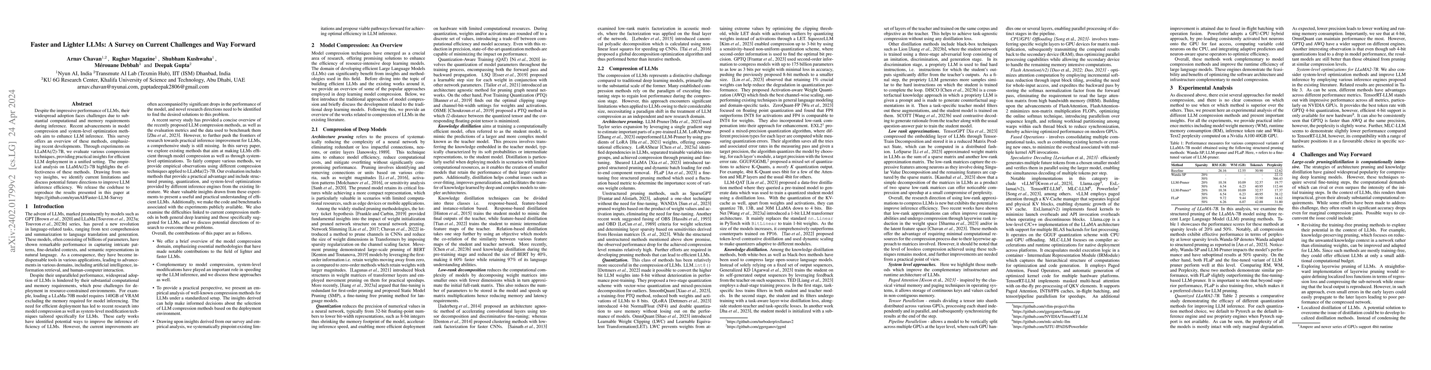 Thumbnail for Faster and Lighter LLMs: A Survey on Current Challenges and Way Forward