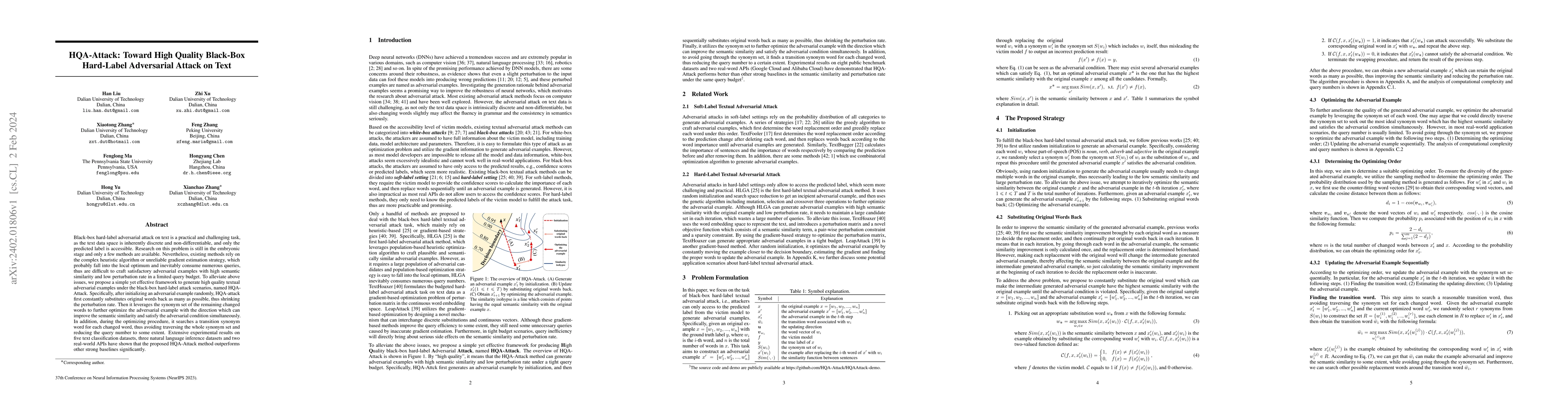 Thumbnail for HQA-Attack: Toward High Quality Black-Box Hard-Label Adversarial Attack
  on Text