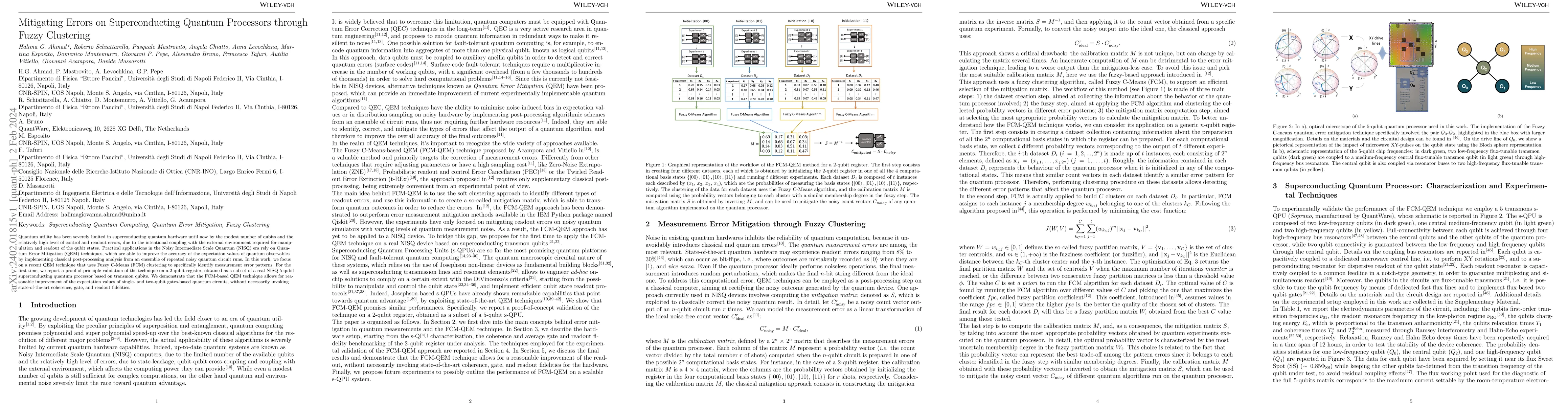 Thumbnail for Mitigating Errors on Superconducting Quantum Processors through Fuzzy
  Clustering