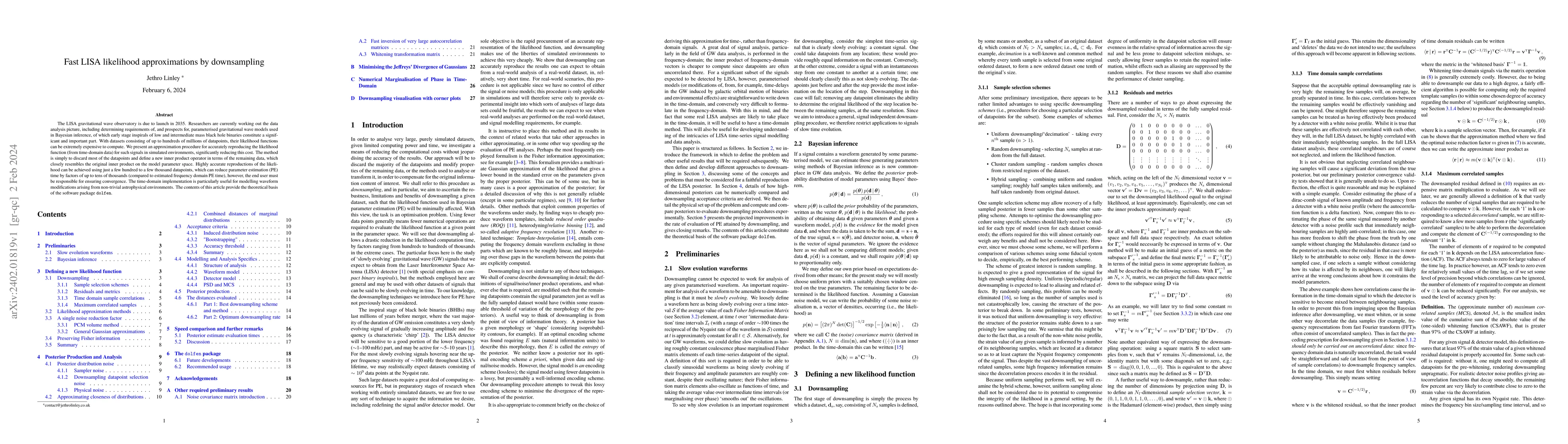 Thumbnail for Fast LISA likelihood approximations by downsampling