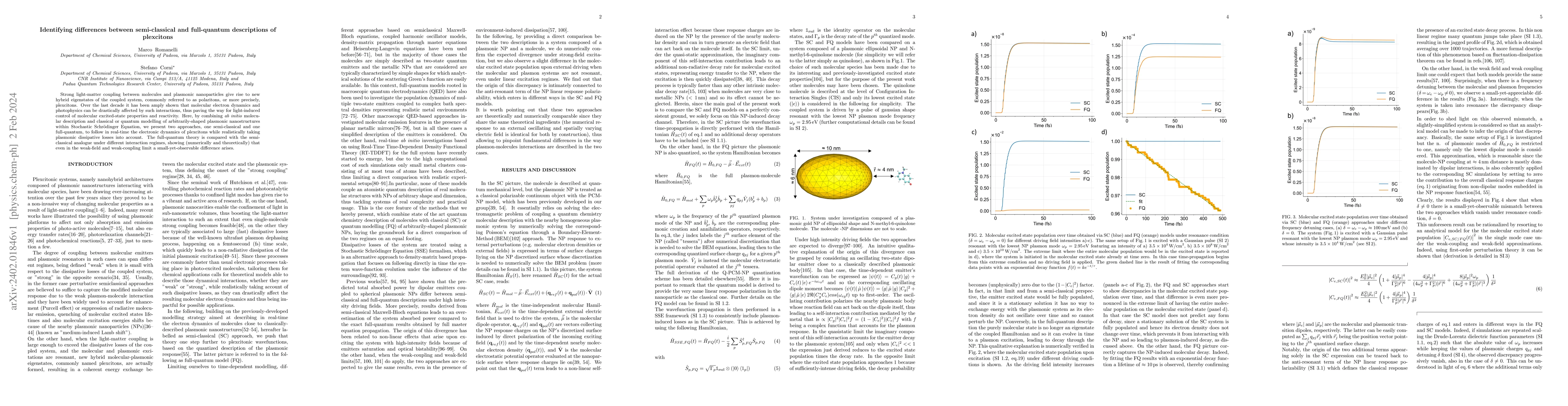 Thumbnail for Identifying differences between semi-classical and full-quantum
  descriptions of plexcitons
