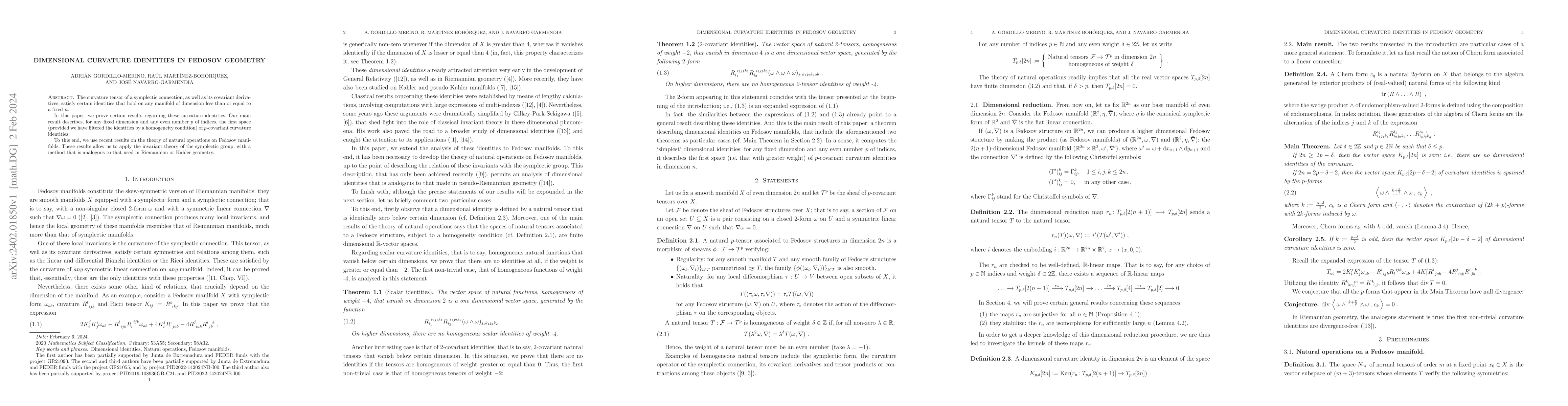 Thumbnail for Dimensional curvature identities in Fedosov geometry