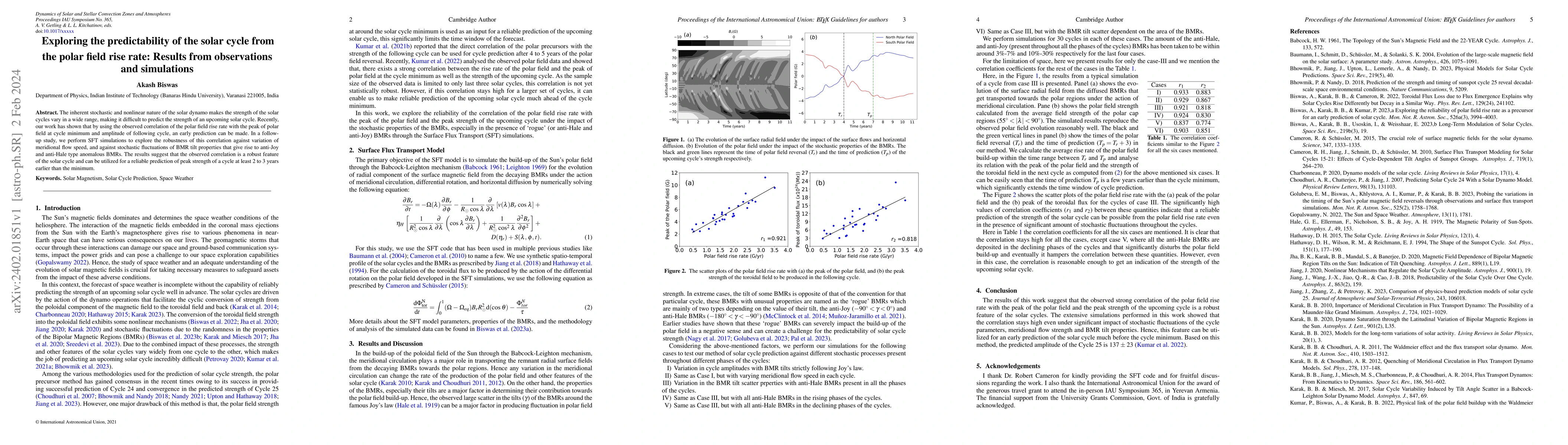 Thumbnail for Exploring the predictability of the solar cycle from the polar field
  rise rate: Results from observations and simulations