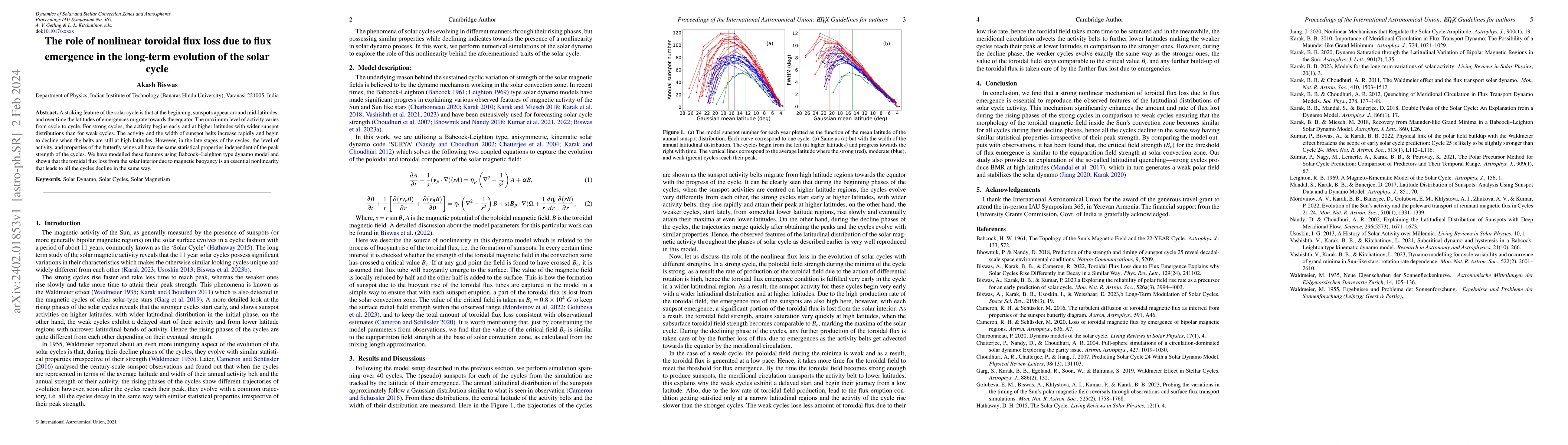 Thumbnail for The role of nonlinear toroidal flux loss due to flux emergence in the
  long-term evolution of the solar cycle