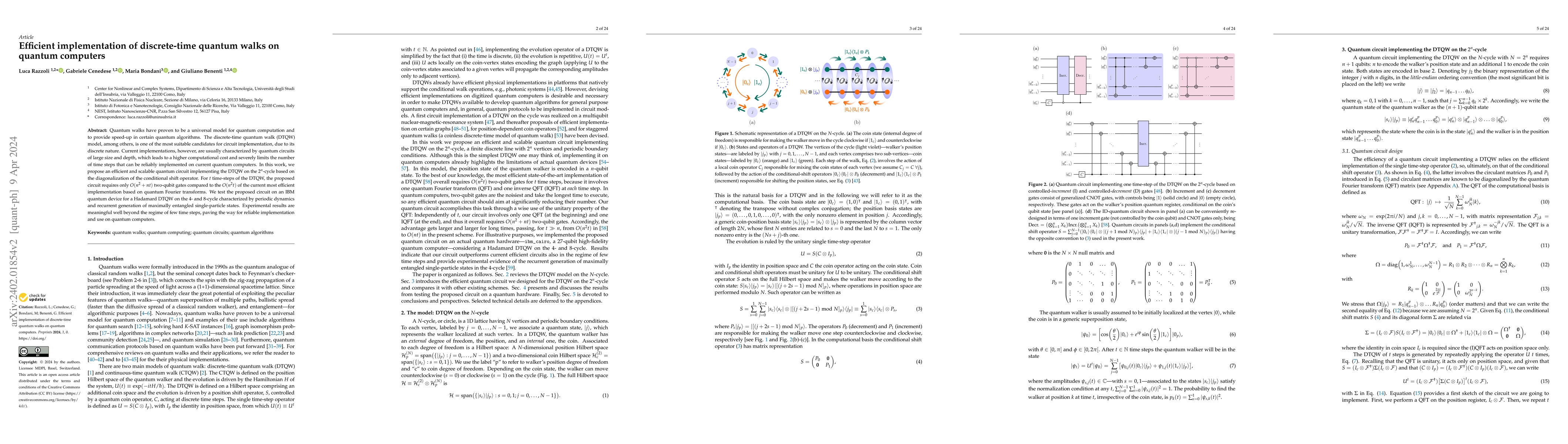 Thumbnail for Efficient implementation of discrete-time quantum walks on quantum
  computers