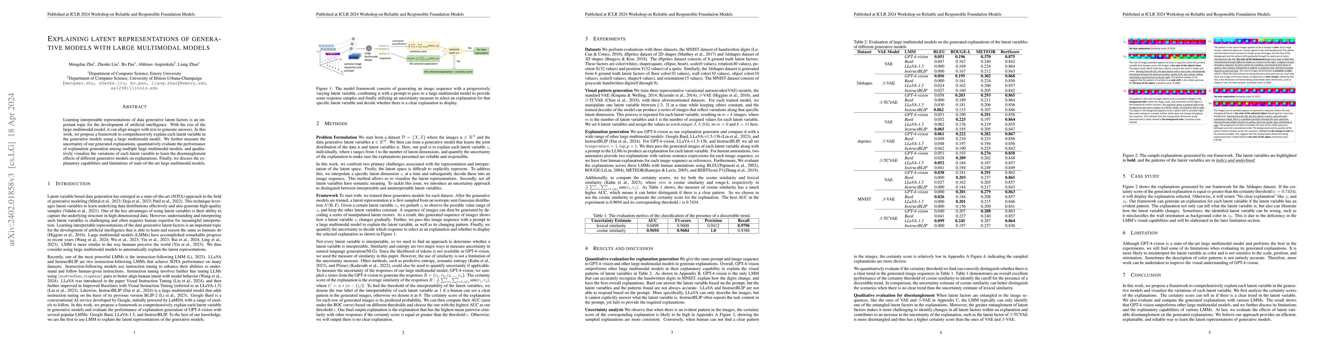 Thumbnail for Explaining latent representations of generative models with large
  multimodal models