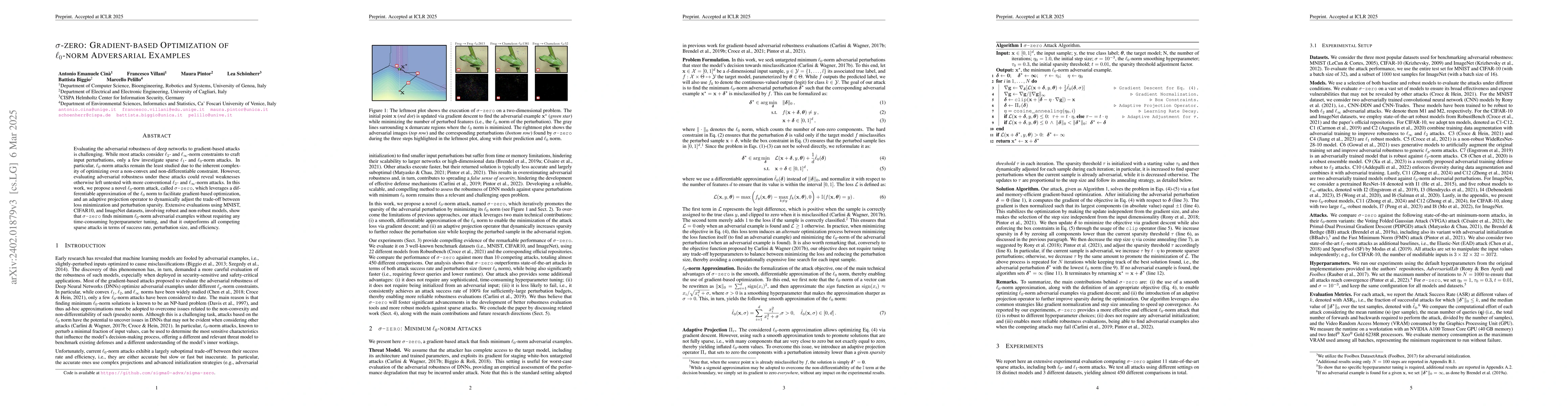 Thumbnail for $\sigma$-zero: Gradient-based Optimization of $\ell_0$-norm Adversarial
  Examples