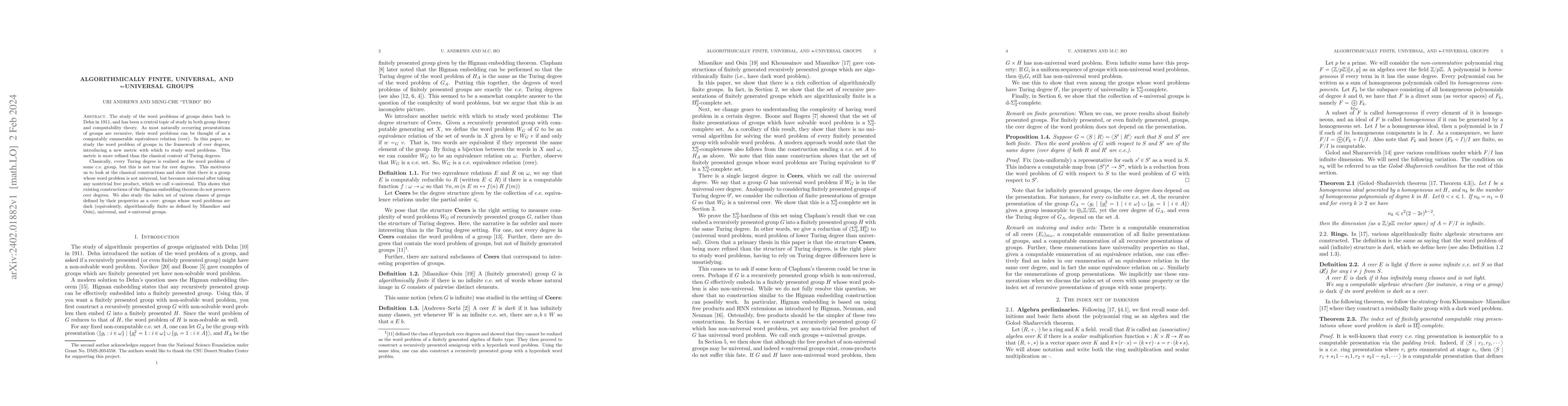Thumbnail for Algorithmically finite, universal, and $*$-universal groups