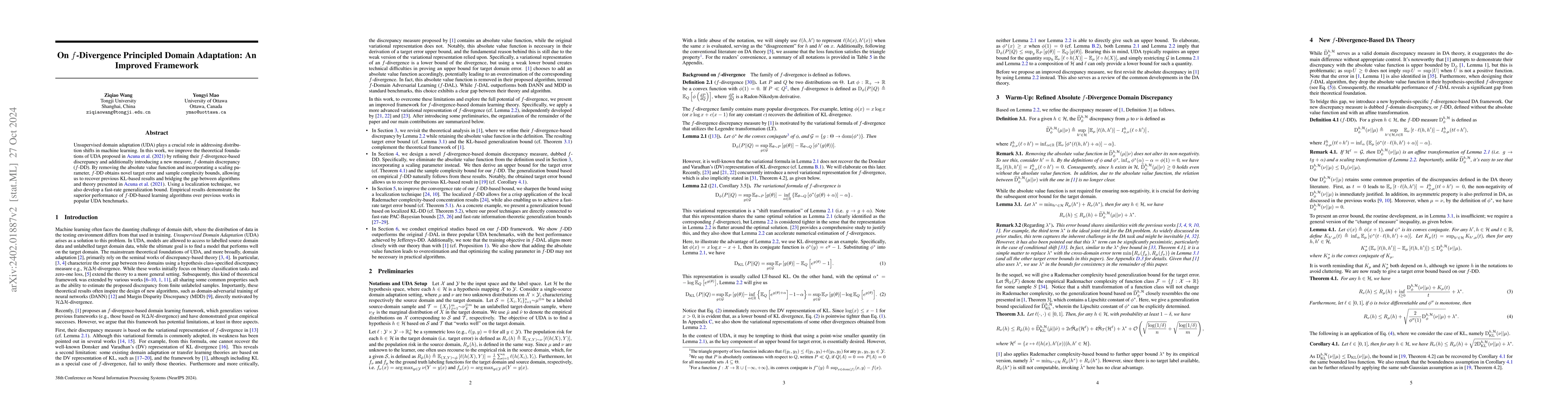 Thumbnail for On f-Divergence Principled Domain Adaptation: An Improved Framework