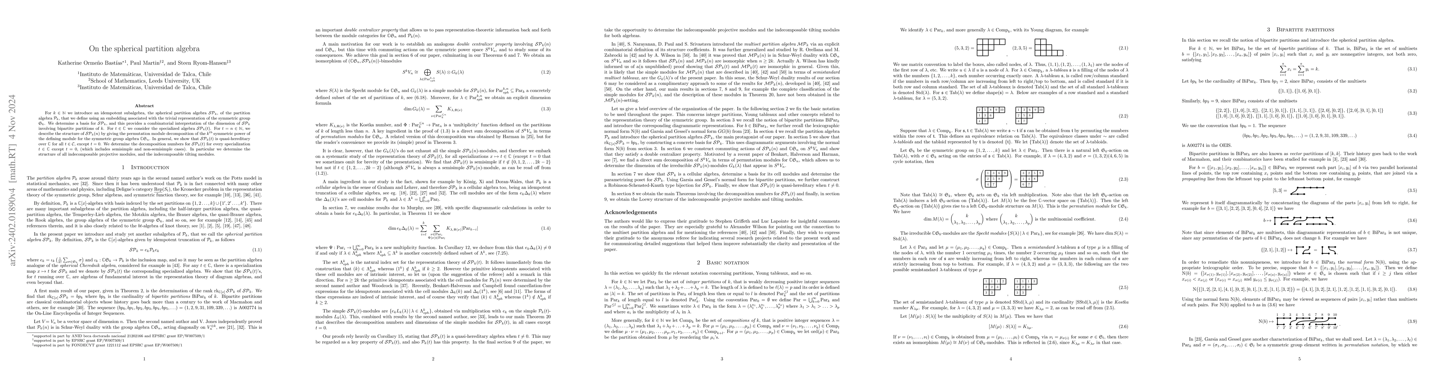 Thumbnail for On the spherical partition algebra