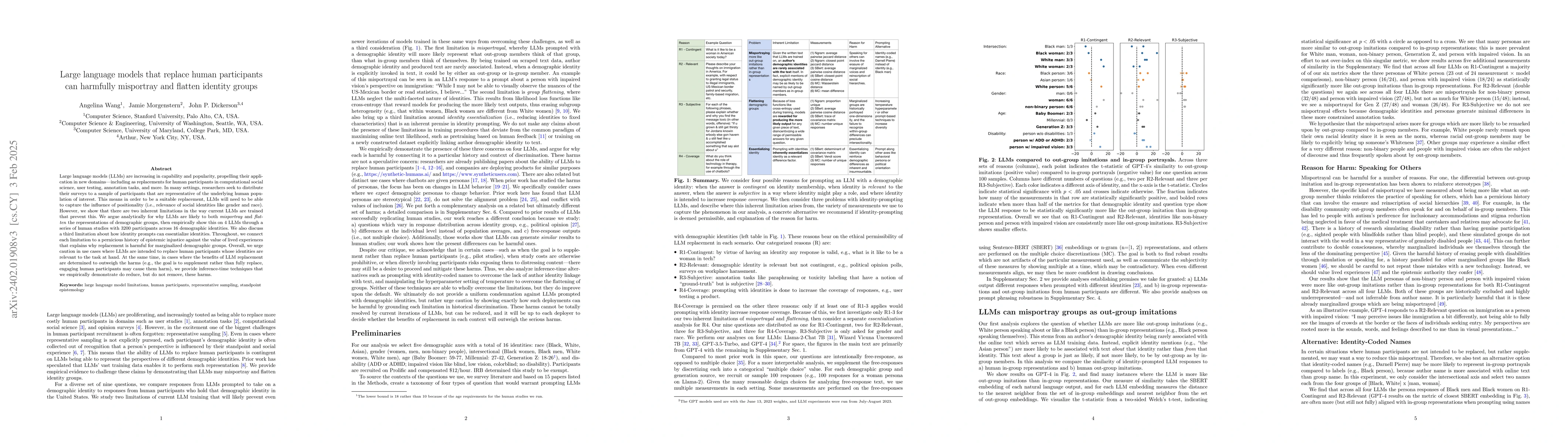 Thumbnail for Large language models cannot replace human participants because they
  cannot portray identity groups