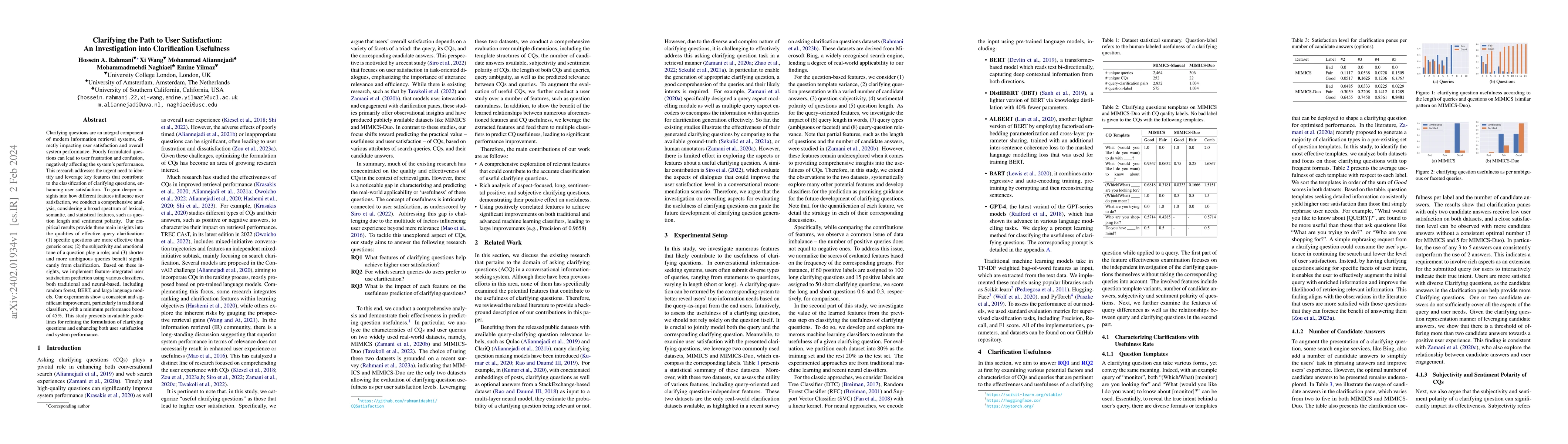 Thumbnail for Clarifying the Path to User Satisfaction: An Investigation into
  Clarification Usefulness